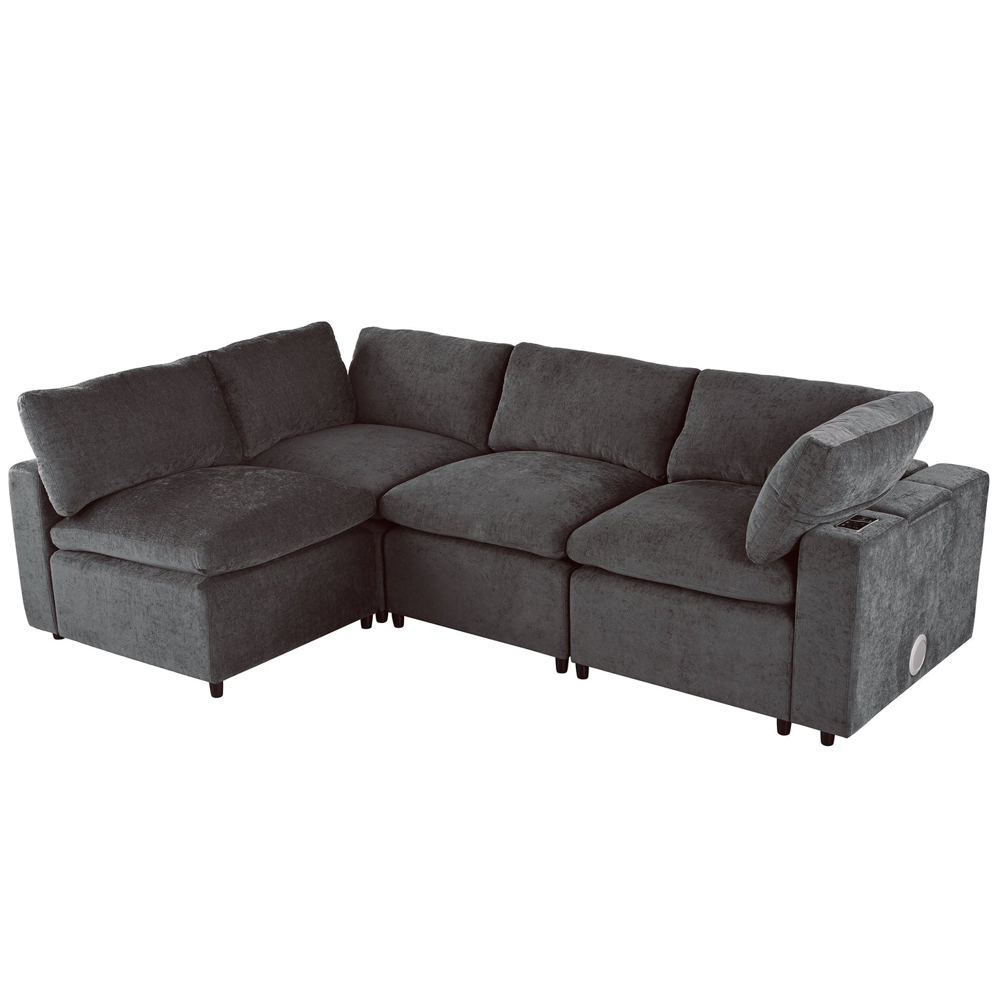 Upholstered Modular Sofa with with Storage Space, USB Charge