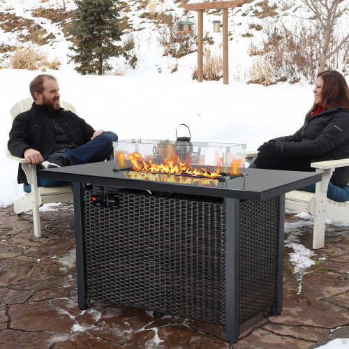 Modern Propane Outdoor Fire Pit Table with Lid