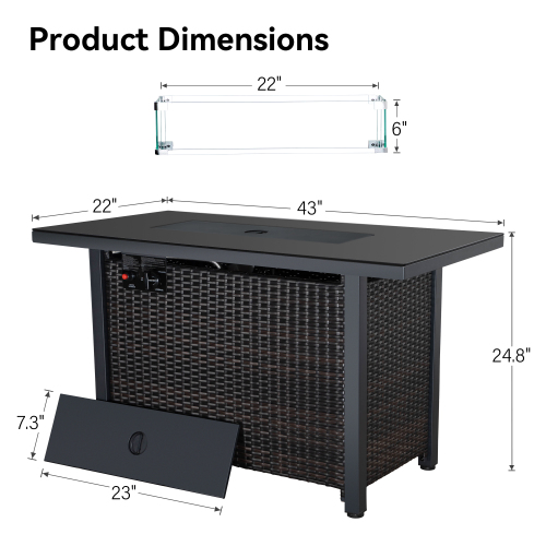 Modern Propane Outdoor Fire Pit Table with Lid