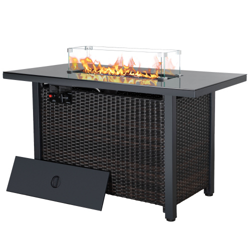 Modern Propane Outdoor Fire Pit Table with Lid