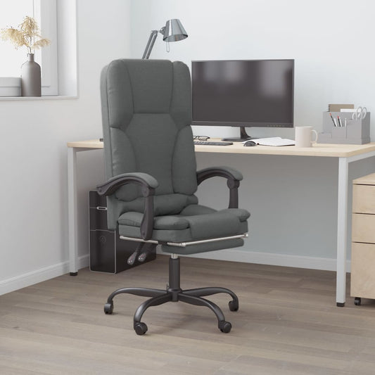 vidaXL Massage Chair Swivel Desk Office Chair with Adjustable Footrest Fabric-5