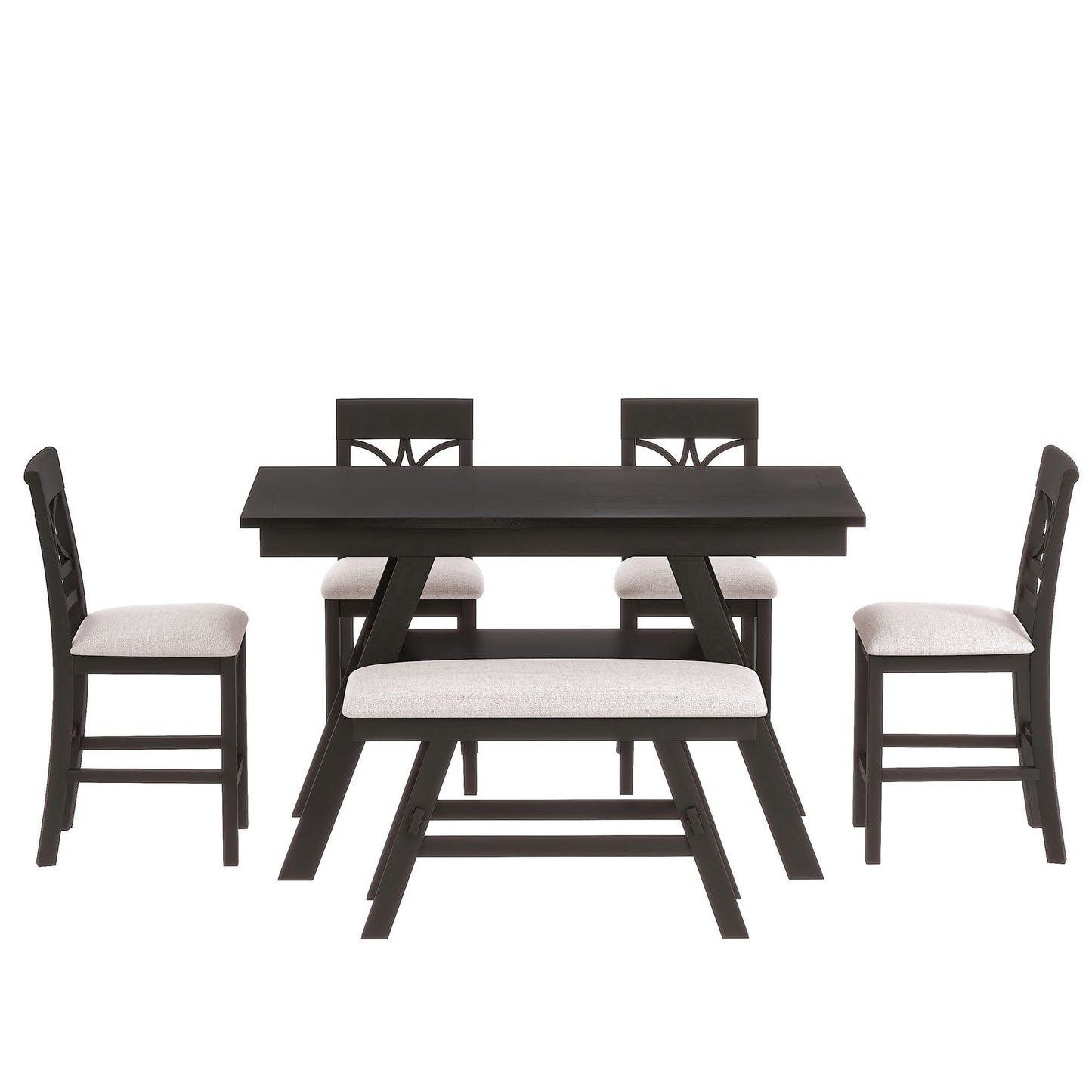 6-Piece Wood Counter Height Dining Table Set-2