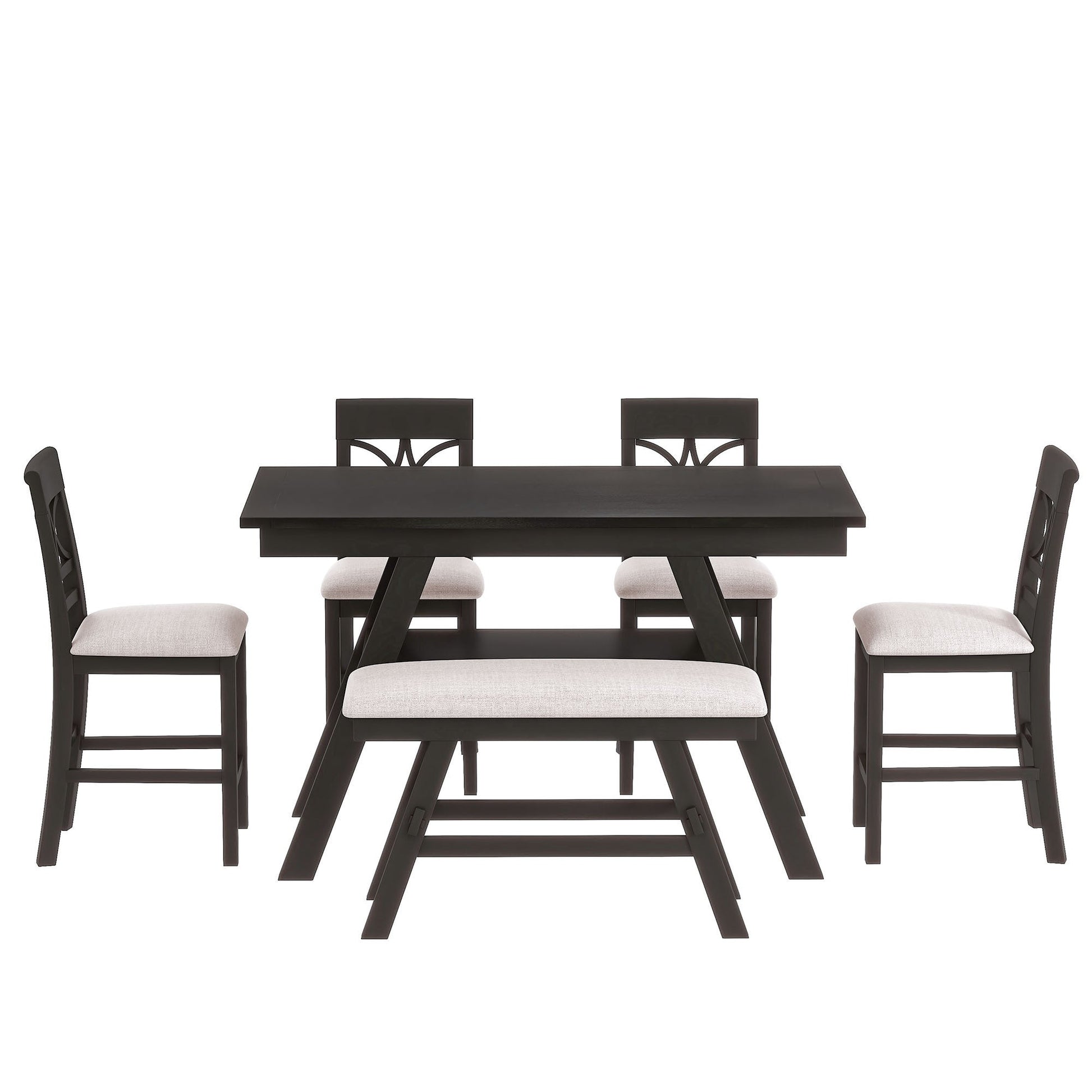 6-Piece Wood Counter Height Dining Table Set-2