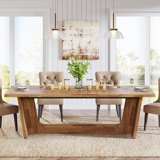 Dining Room Table: Wood Large Dining Table for 6-8 People,