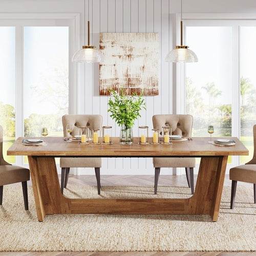Dining Room Table: Wood Large Dining Table for 6-8 People,