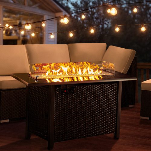 Modern Propane Outdoor Fire Pit Table with Lid